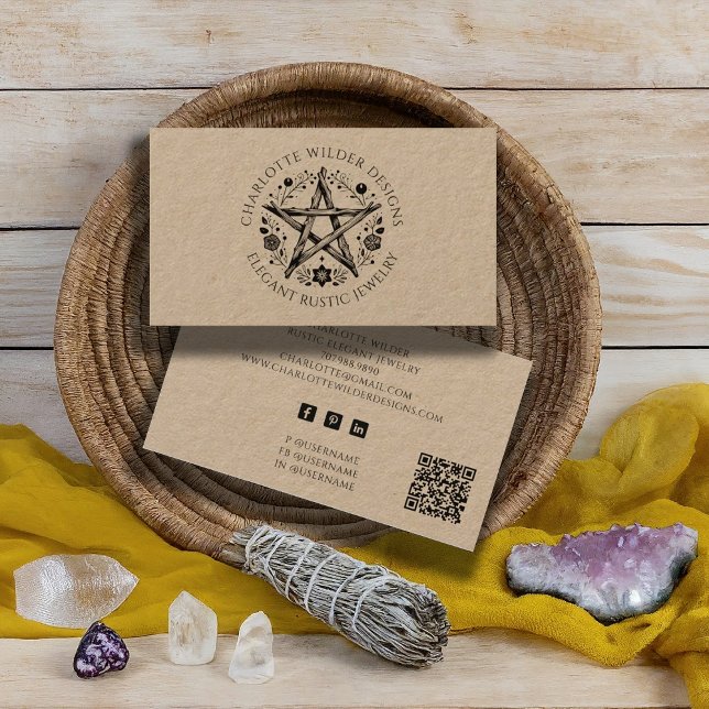 Carte De Visite Wiccan Pagan Kraft Jewelry Designer QR Code (Créateur téléchargé)