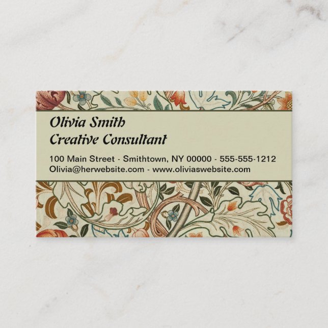 Carte De Visite William Morris Acanthus Broderie Motif Floral (Devant)