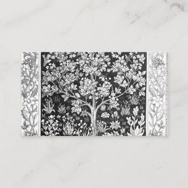 Carte De Visite William Morris - Arbre De Vie Noir Et Blanc (Devant)