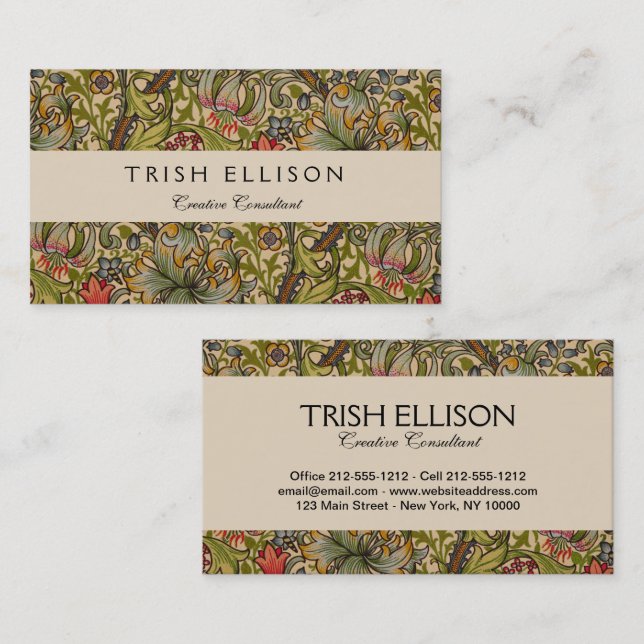 Carte De Visite William Morris Golden Lily (Devant / Derrière)