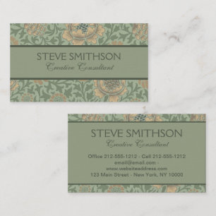 Carte De Visite William Morris motif floral Grafton vert sauge 