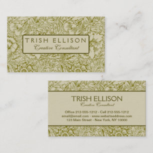 Carte De Visite William Morris Poppy Classic Floral Green
