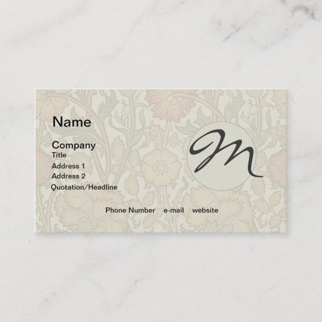 Carte De Visite William Morris Rose Flower Fond d'écran Motif (Devant)