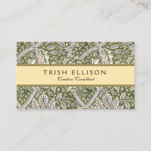 Carte De Visite : William Morris Windrush Motif Vert : Vintage