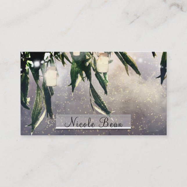 Carte De Visite Willow Tree de pleurs & Mason Jar Lumières élégant (Devant)