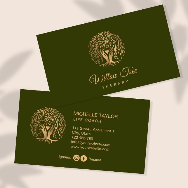 Carte De Visite Willow Tree of Life Entraîneur, Thérapie, Psycholo (Créateur téléchargé)