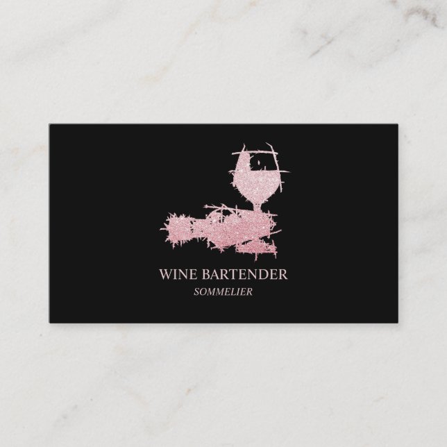 Carte De Visite Wine Bartender Sommelier Rose Gold (Devant)