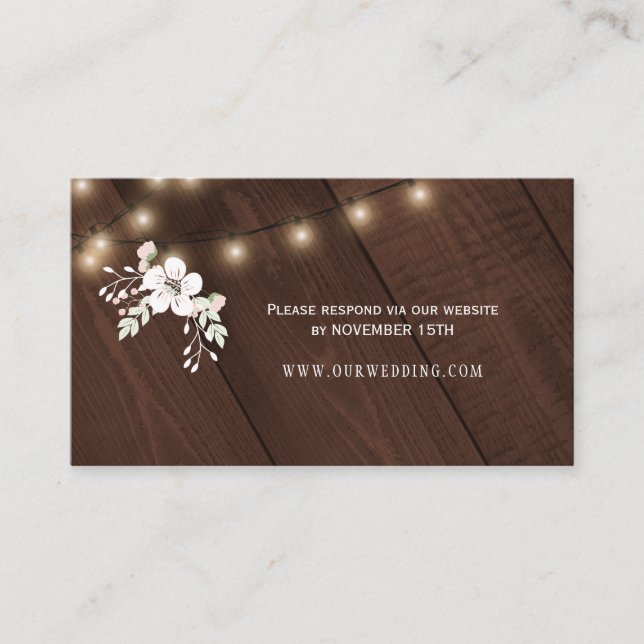 Carte De Visite Winter Rustic Wood Site Mariage RSVP Insérer (Devant)