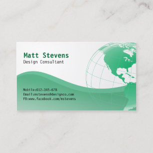 Carte de visite Wire Green Globe Amériques
