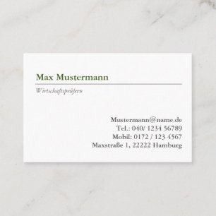 Carte De Visite Wirtschaftsprüfern Visitenkarte