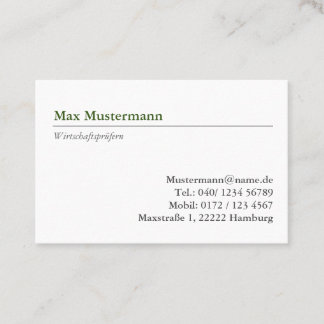 Carte De Visite Wirtschaftsprüfern Visitenkarte