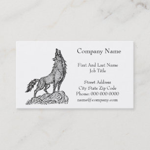 Carte De Visite Wolf Howling au dessin de silhouette de la lune
