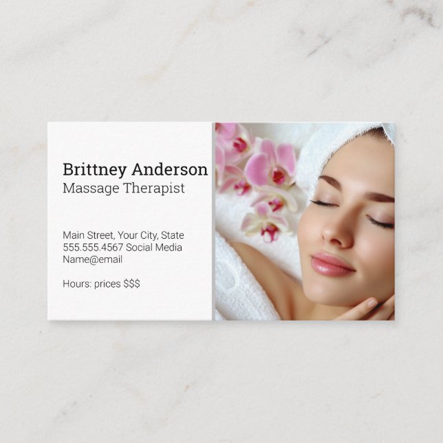 Carte De Visite Woman Enjoying Spa | Flower Petals (Devant)