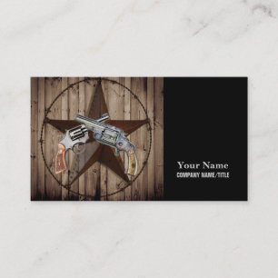 Carte De Visite Woodgrain texas star cowboy western country pistol