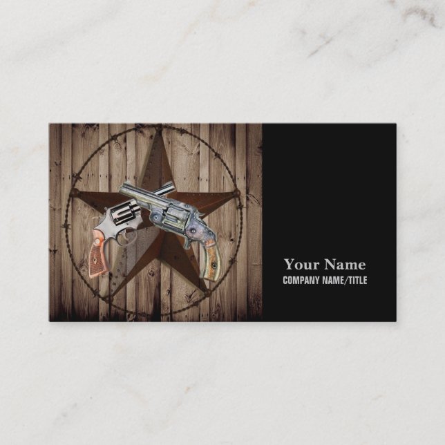 Carte De Visite Woodgrain texas star cowboy western country pistol (Devant)