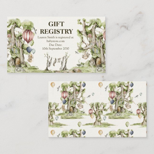 Carte De Visite Woodland Animaux Baby shower Cute Cadeau Registre (Devant / Derrière)
