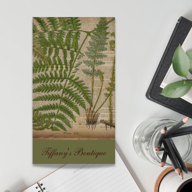Carte De Visite woodland foliage french botanical (woodland foliage french botanical print fern business card)