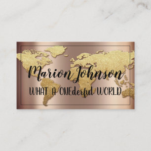 Carte De Visite World Globe Map Agence de Voyage Rose Gold Parties