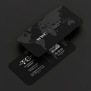 Carte De Visite World Map Company Monogram Black Grey