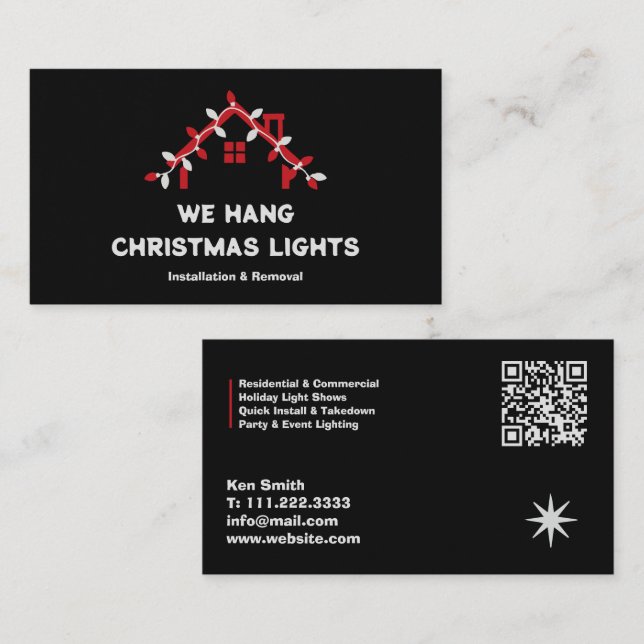 Carte De Visite 🎄 Xmas Lights Installation QR (Devant / Derrière)