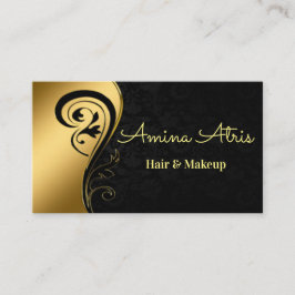 Carte De Visite Yellow Gold moderne cheveux Abstraits et mokeup
