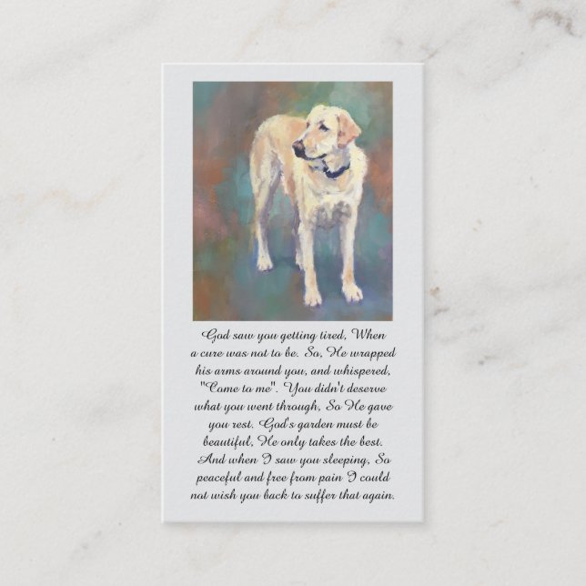 Carte De Visite Yellow Lab Oranges Blue Memorial Sympathy Card (Devant)