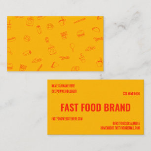 Carte De Visite Yellow Orange Fast Food Burger Restaurant