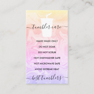 Carte De Visite Yellow Pink Tumbler instructions d'entretien ombré