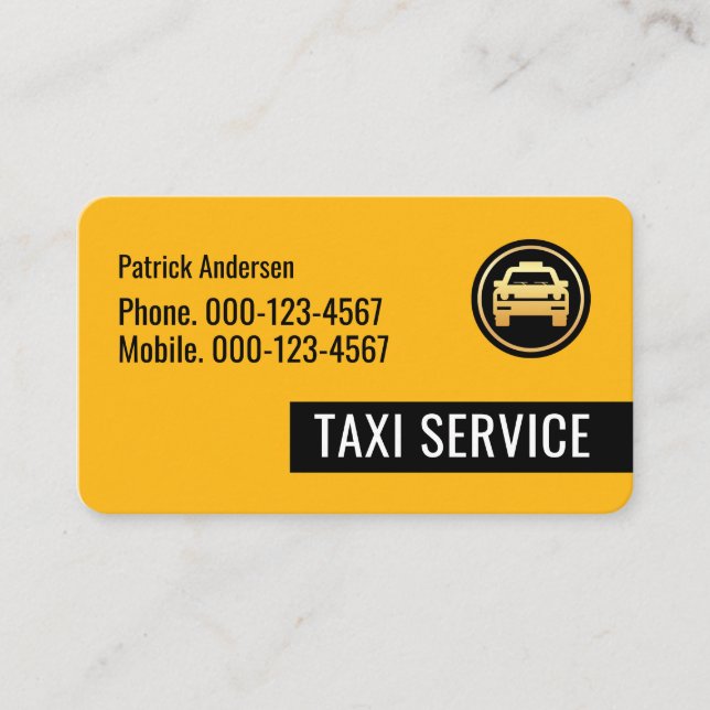 Carte De Visite Yellow Taxi Black Tab Driving (Devant)