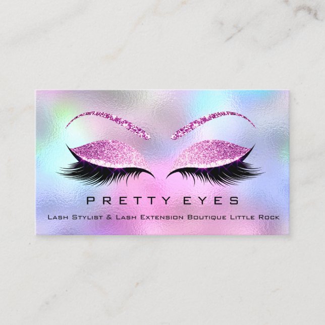 Carte De Visite Yeux d'artiste maquillage Lash rose Holographe (Devant)