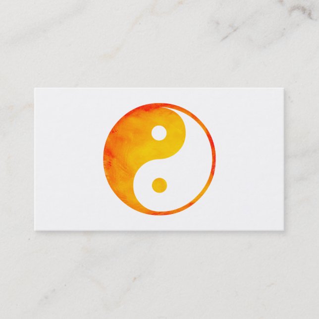 Carte De Visite Yin Chinois orange et jaune de Yang d'aquarelle (Devant)
