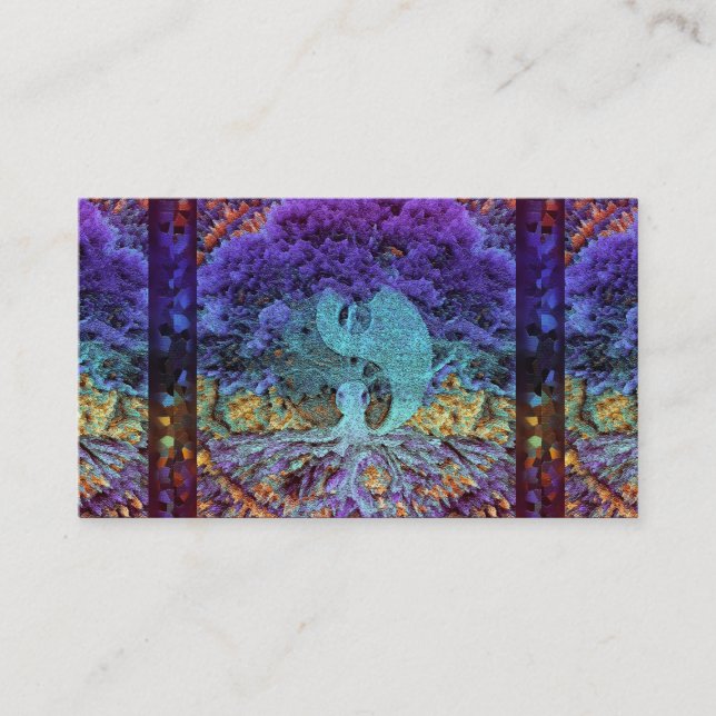 Carte De Visite Yin pourpre Yang avec le coeur de mandala (Devant)