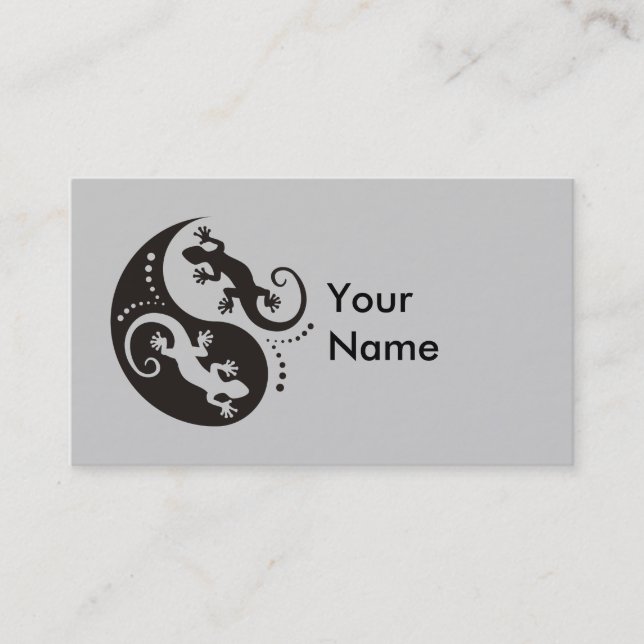 Carte De Visite YIN & YANG Geckos black + votre arrière - plan & i (Devant)