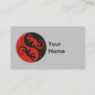 Carte De Visite YIN & YANG Geckos noir rouge + votre idée arrièr