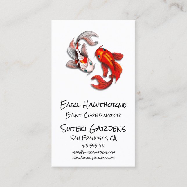 Carte De Visite Yin Yang Koi Fish Business Logo Jardin Japonais (Devant)
