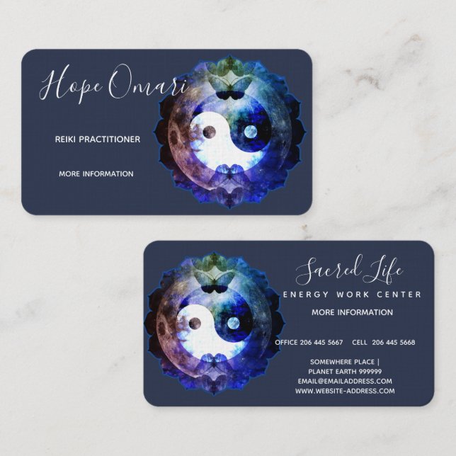 Carte De Visite Yin Yang Mystique, Holistique Spirituelle (Devant / Derrière)
