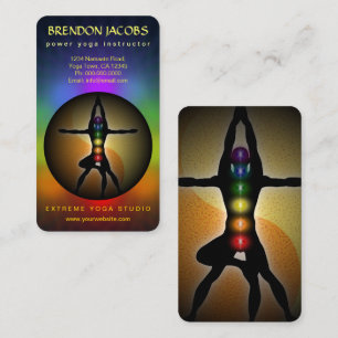 Carte De Visite Yoga Chakras Manly Pose Instructeur Enseignant