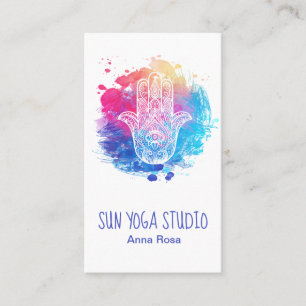 Carte De Visite Yoga de main de Hamsa d'aquarelle de *~* sacré