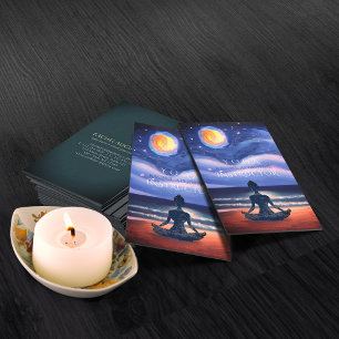 Carte De Visite Yoga de méditation paisible clair de lune ciel océ