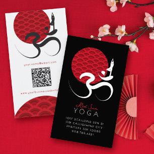 Carte De Visite Yoga du Soleil Rouge Asiatique & Calligraphie Zen