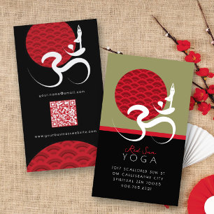Carte De Visite Yoga du Soleil Rouge Spirituel & Calligraphie Zen 