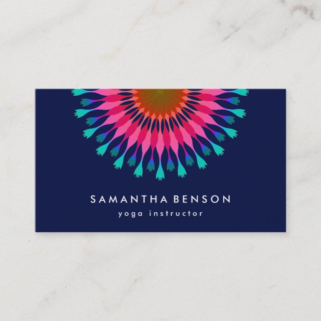 Carte De Visite Yoga élégant de logo de fleur de Lotus (Devant)