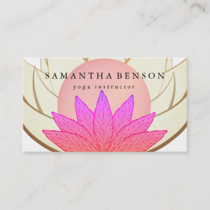 Carte De Visite Yoga élégant de logo de fleur de Lotus de rose et