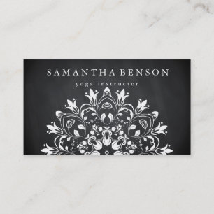 Carte De Visite Yoga élégant de logo de fleur de Lotus noir et