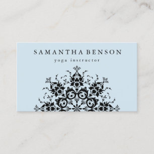 Carte De Visite Yoga élégant de logo de fleur noire et blanche