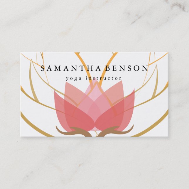 Carte De Visite Yoga élégant de logo de fleur noire et blanche (Devant)