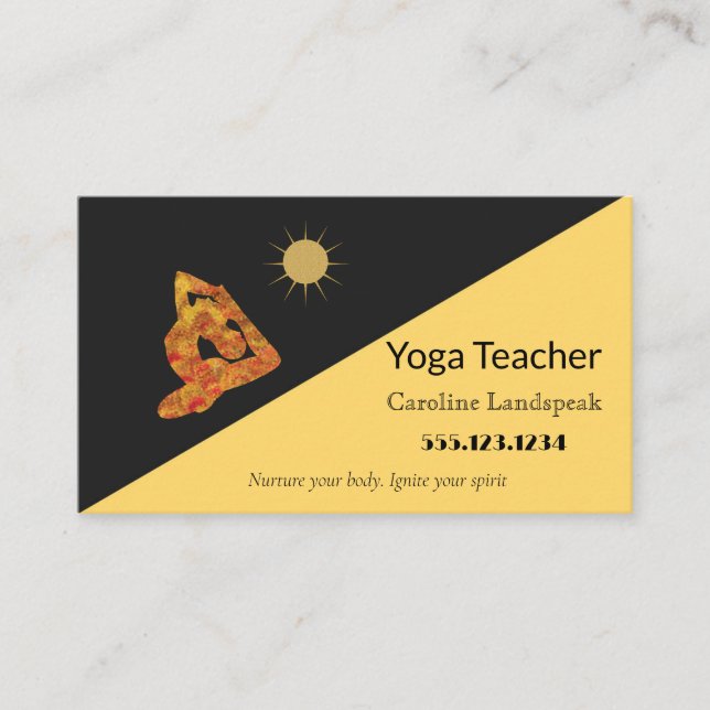 Carte De Visite Yoga enseignant Impressionnisme peint Multi Jaune (Devant)