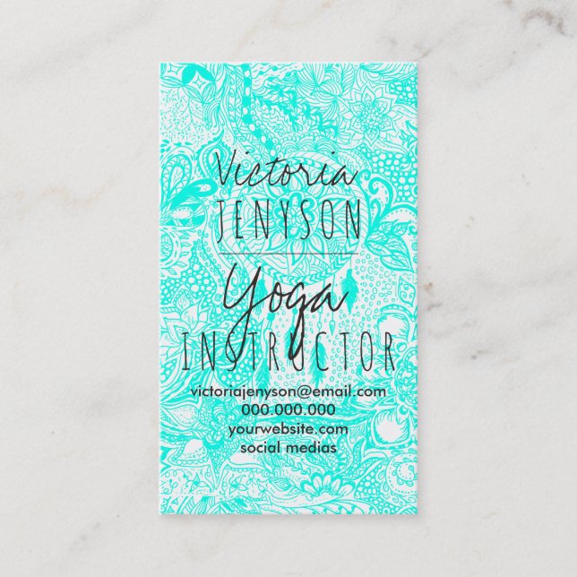Carte De Visite Yoga floral de griffonnages de dreamcatcher de (Devant)