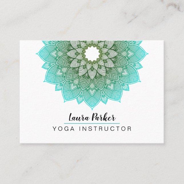 Carte De Visite Yoga holistique de mandala de méditation bleue (Devant)