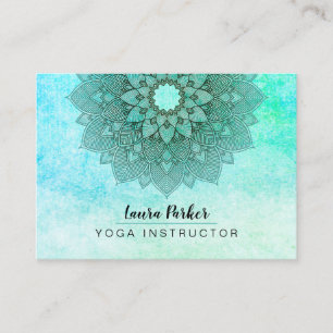 Carte De Visite Yoga holistique de mandala de méditation bleue